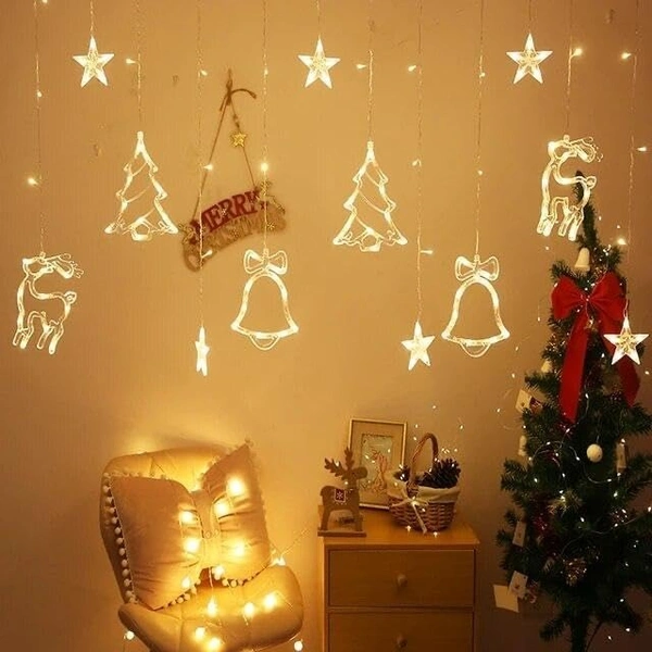 Generic Reindeer Tree Bell Curtain Light