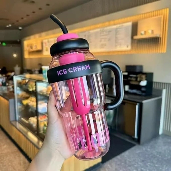 Bottle with Straw Water Bottle 1300ml Large Capacity with Handle Portable Stylish Heat Resistant Leak Proof BPA Free Detox Bottle for Adults Students Office Car Outdoor Gym Assorted Color
