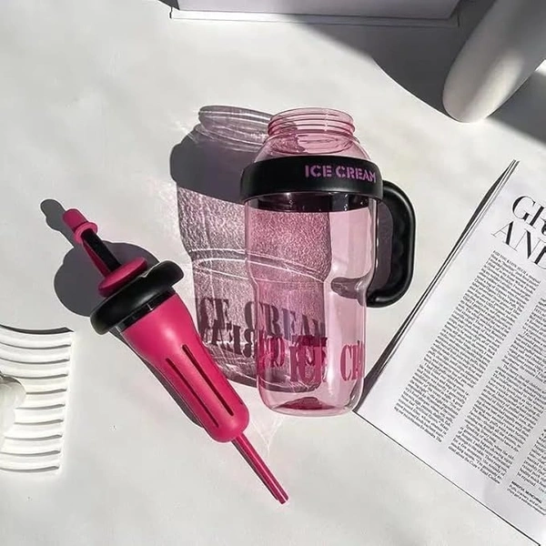 Bottle with Straw Water Bottle 1300ml Large Capacity with Handle Portable Stylish Heat Resistant Leak Proof BPA Free Detox Bottle for Adults Students Office Car Outdoor Gym Assorted Color