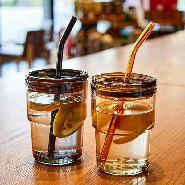 GENERIC Glass Mug With Straw 