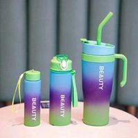 Motivational Water Bottle Set Of 3 Pcs Time Marker With Str,aw, Unbreakable Leakproof Bpa Free Non-Toxic Sipper Bottle For Office, Sports, Gym, School 