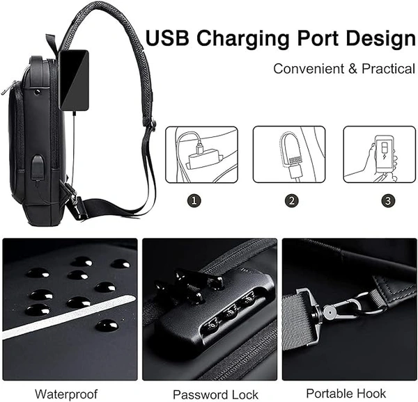 FASHION Antitheft Usb Chest Cross Bag