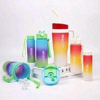 Motivational Water Bottle Set Of 3 Pcs Time Marker With Str,aw, Unbreakable Leakproof Bpa Free Non-Toxic Sipper Bottle For Office, Sports, Gym, School 