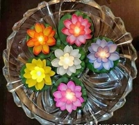 Multicolor Flower Led Floating Lotus Candle 6 Pcs In Box