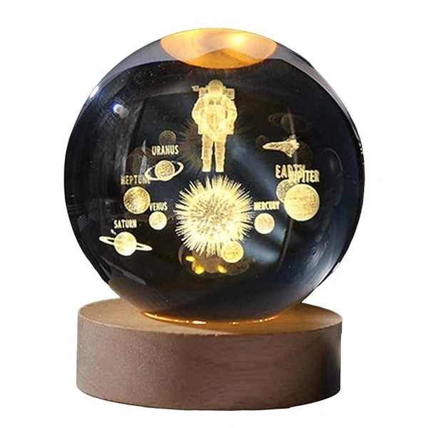 Crystal Ball Lamp Astraunuat with solar system