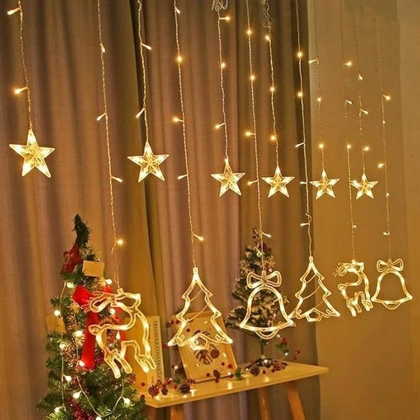 Generic Reindeer Tree Bell Curtain Light