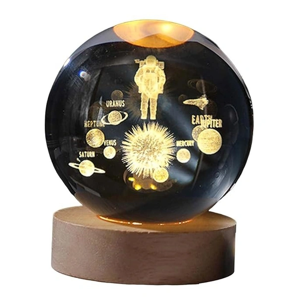 Crystal Ball Lamp Astraunuat with solar system