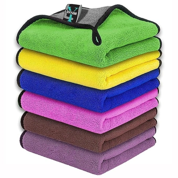 VINAYAK  Super Absorbent Dual Sided Thick Lint &Streak Free Multipurpose Magic Microfiber Towel for Car/Bike Home & Kitchen Cleaning, Polishing & Detailing. (Assorted, Pack of 1, 30cm x 40cm)