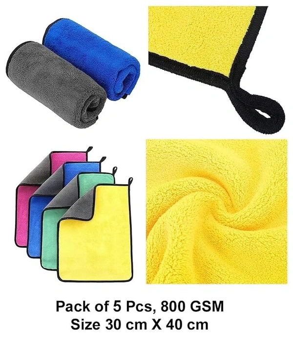 VINAYAK  Super Absorbent Dual Sided Thick Lint &Streak Free Multipurpose Magic Microfiber Towel for Car/Bike Home & Kitchen Cleaning, Polishing & Detailing. (Assorted, Pack of 1, 30cm x 40cm)