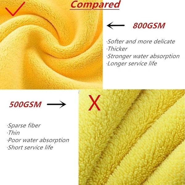 VINAYAK  Super Absorbent Dual Sided Thick Lint &Streak Free Multipurpose Magic Microfiber Towel for Car/Bike Home & Kitchen Cleaning, Polishing & Detailing. (Assorted, Pack of 1, 30cm x 40cm)