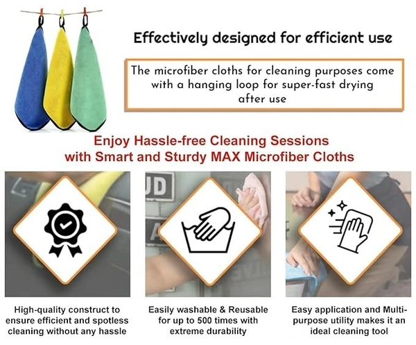 VINAYAK  Super Absorbent Dual Sided Thick Lint &Streak Free Multipurpose Magic Microfiber Towel for Car/Bike Home & Kitchen Cleaning, Polishing & Detailing. (Assorted, Pack of 1, 30cm x 40cm)