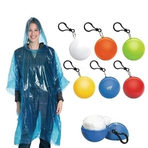 GENERIC Ball Shape Disposable Raincoat Adults Hood Poncho Ball Rain Coat Waterproof
