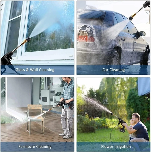 8V Portable Pressure Washer with Rechargeable 2 x Battery12000mah Cordless Pressure Washer Gun Cordless Power Washer Gun | Handheld Pressure Washer for Car Floor Cleaning (Double Battery)