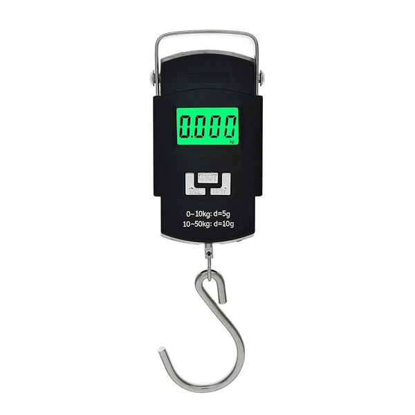 WEILHING Digital Hanging Stainless Steel Hook Luggage Portable Scale with LCD Display for Home, Outdoor, Industrial, Factory Use Capacity 50Kg