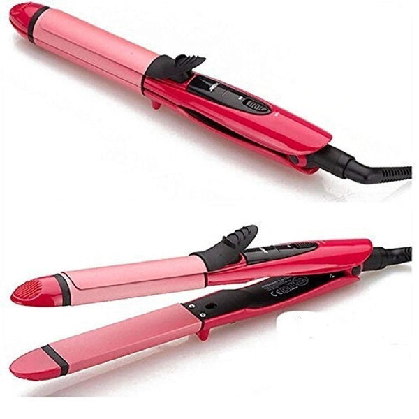 NOVA 2-in-1 Essential Combo Beauty Set of Ceramic Plate Hair Straightener and Curler for Women
