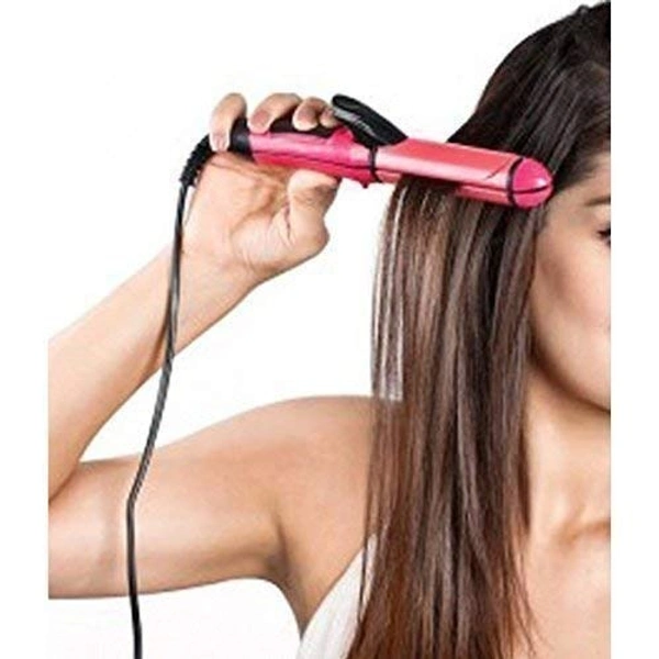 NOVA 2-in-1 Essential Combo Beauty Set of Ceramic Plate Hair Straightener and Curler for Women
