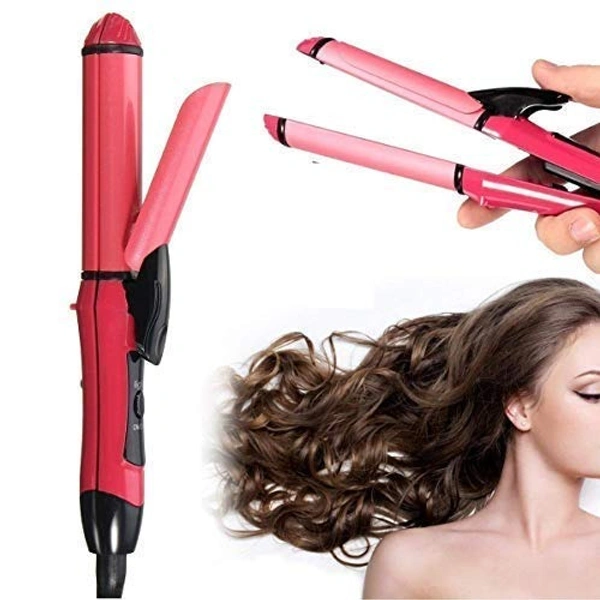 NOVA 2-in-1 Essential Combo Beauty Set of Ceramic Plate Hair Straightener and Curler for Women
