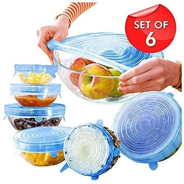 SILICON licone Stretch Lids, Multi Size Reusable Silicone Lids Food And Bowl Covers, Dishwasher And Freezer Safe (Color May Vary) (Pack Of 6 Pcs)