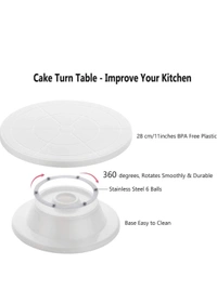 CAKE TABLE Cake Decorating Turntable Stand 360 Round Easy Rotate Turntable Revolving | Cake Decorating Turntable Stand, 28cm, White