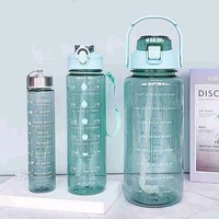 VINAYAK  Set of 3 Transparent Water Bottle 2000ML, 900ML, 300ML with Motivational Time Marker, Leakproof Durable Sipper Water bottle for office, School, gym 