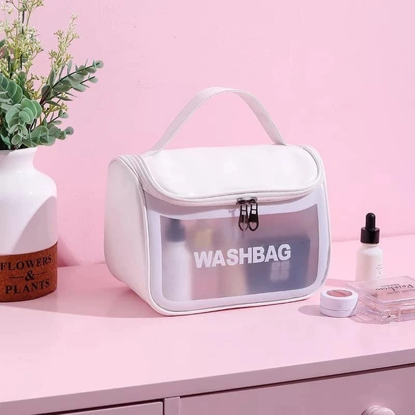 Wash Make Up Bag PVC Waterproof Zippered Cosmetic Bag, Portable Carry Pouch for Women Men (D Shape Multicoloured)