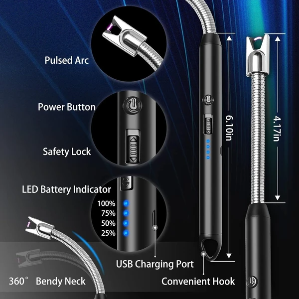 Electric Rechargeable Gas Lighter Flameless Windproof USB Lighter