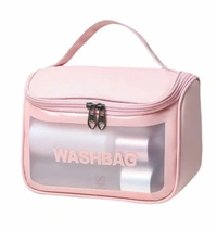 Wash Make Up Bag PVC Waterproof Zippered Cosmetic Bag, Portable Carry Pouch for Women Men (D Shape Multicoloured)
