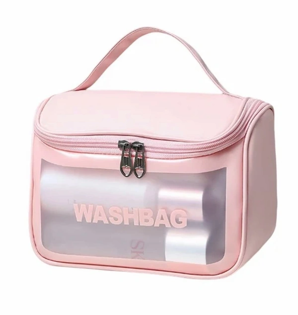 Wash Make Up Bag PVC Waterproof Zippered Cosmetic Bag, Portable Carry Pouch for Women Men (D Shape Multicoloured)
