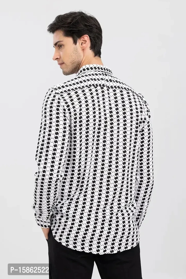 Stylish Lycra Printed Long Sleeves Casual Shirt For MenSize: SMLXL Color:  White Fabric:  Polyester  - White, Xl