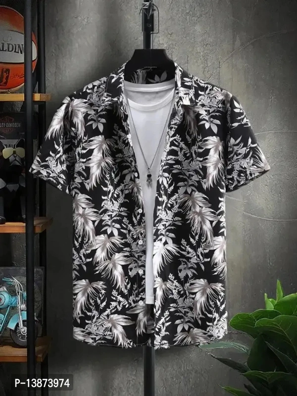 Stylish Lycra Short Sleeve Shirt For Men  - Black, S