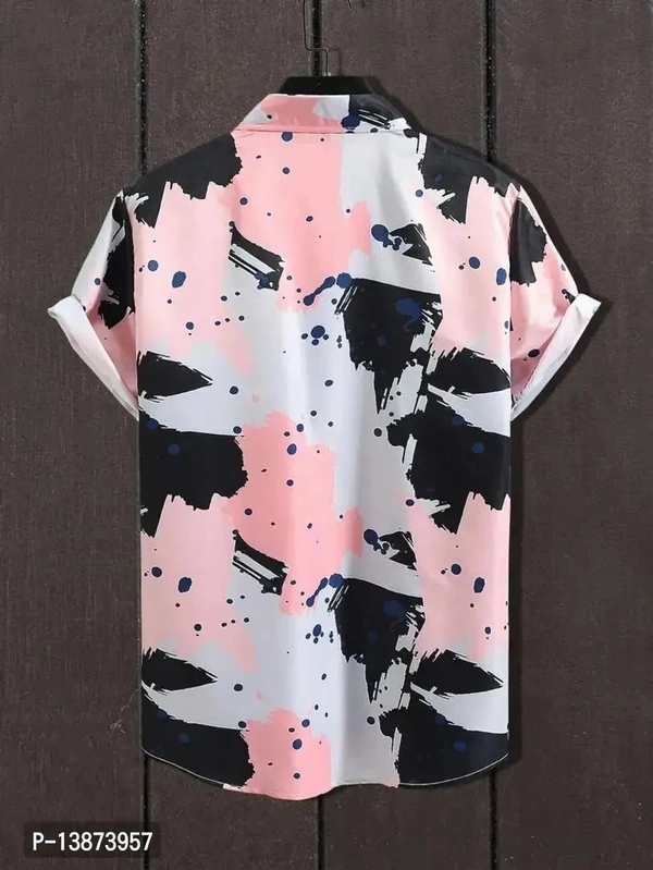 Stylish Lycra Short Sleeve Shirt For Men  - Wild Watermelon, M