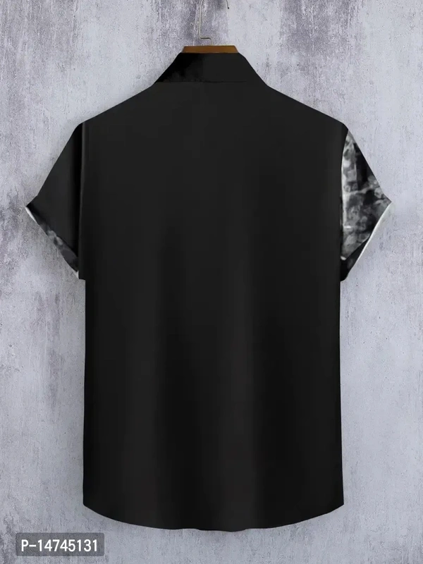 Stylish Lycra Short Sleeve Shirt For Men  - Black, Xl