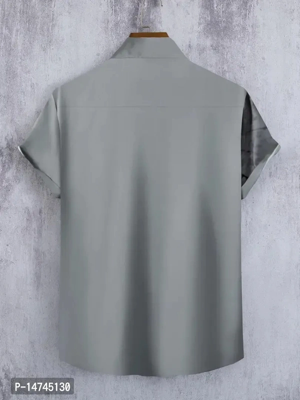 Stylish Lycra Short Sleeve Shirt For Men  - Gray, M