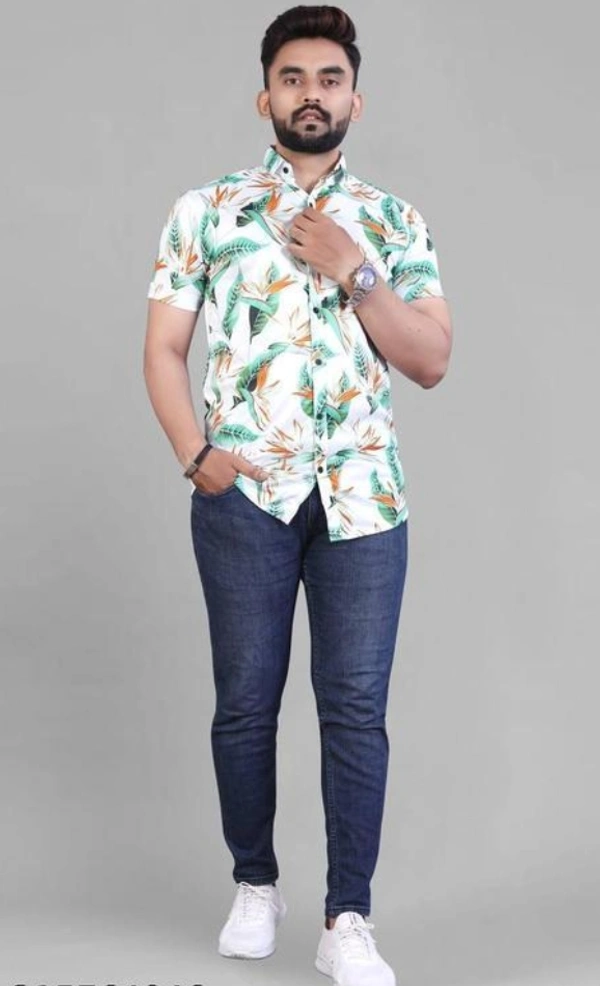 Men Regular Fit Printed Ribbed Colour Casual Shirt - XXL, White