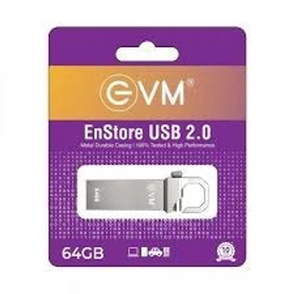 EVM ENSTORE 64 GB PEN DRIVE 64 GB Pen Drive  (Silver) - Black, 10 Years, Contact Customer Service