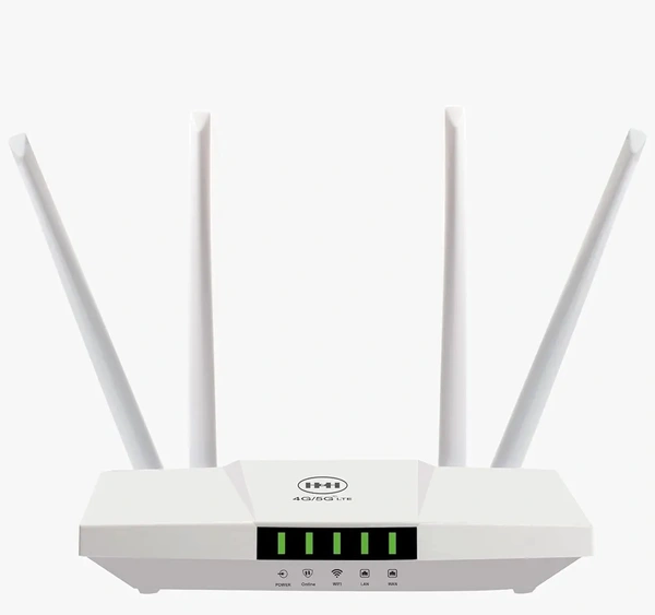 H&H 4g Wifi Router All Sim Supported 1500  Mah Battery Backup 3 To 6 Hrs With Lan Port With 4 Antenna  - 1 Yr, White