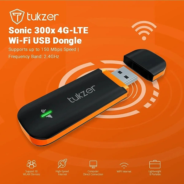 Tukzer  All Sim Support Wifi Wingle Tukzer Usb Wifi Stick - Black, 6;Month Service Center