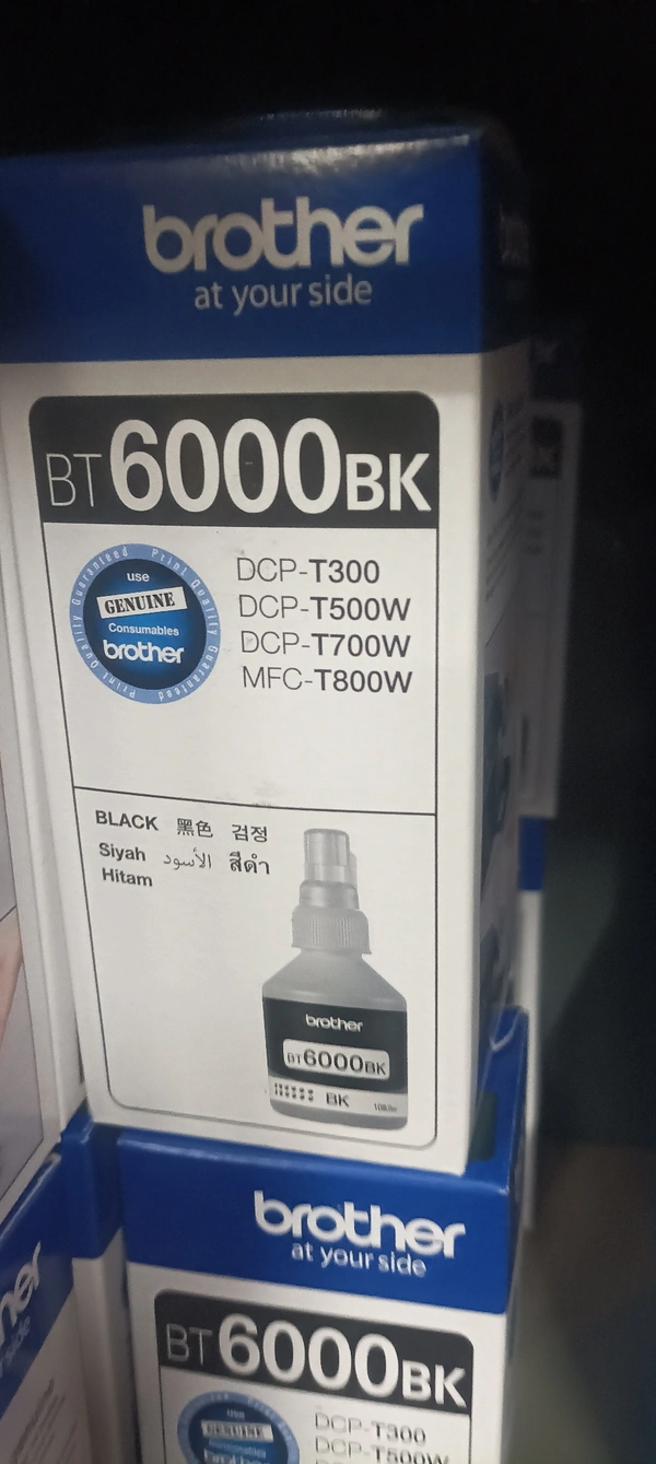 Brother  Original Brother Bt 6000 Ink Bottle For Dcp-t300 Dcp-T500w Dcp-t700w Mfc-t800w Ink Bottle  - Black, No Waranty