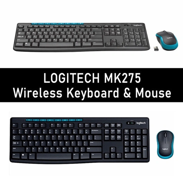 Logitech Mk 275 Key Board Mouse Wireless  Combo 3 Yrs Warranty - Black, 3 Yr