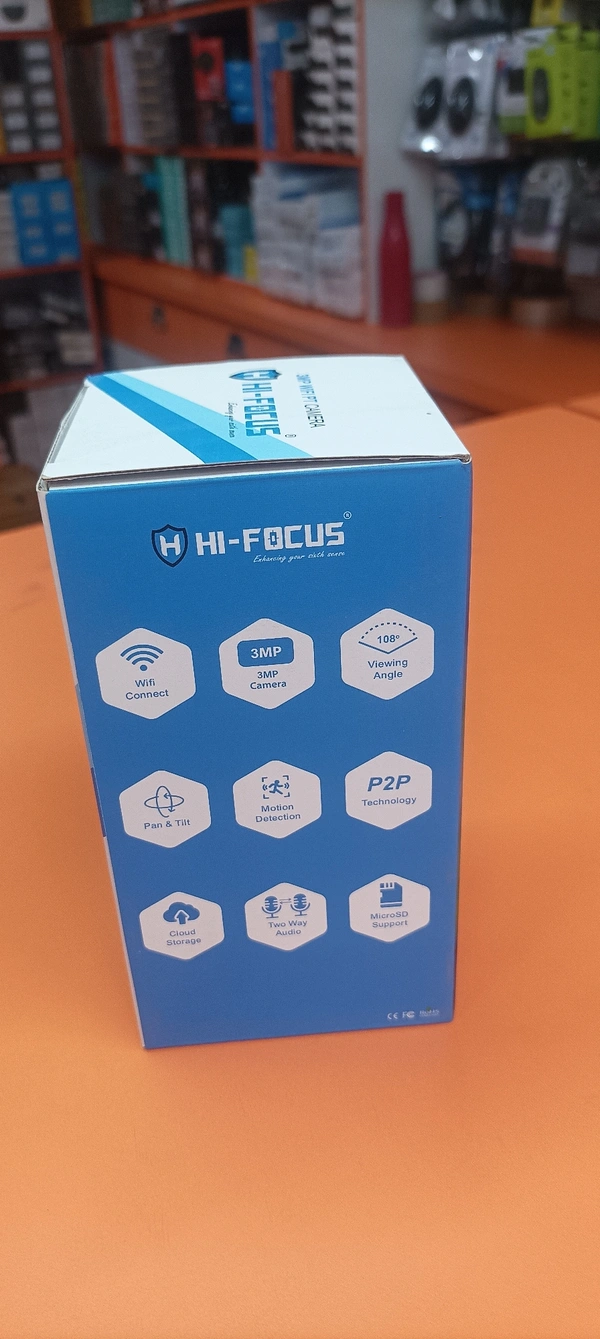 Hi Focus  Hifocus Wifi Camera Rotatable 360 View 1 Year Waranty 3mp Indoor Wifi Pt Camera  - White, 1 Year, 18001039001