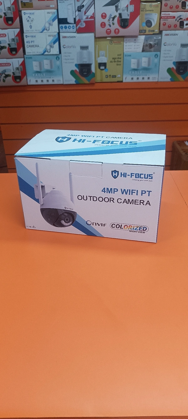 Hi Focus 4 Mp Wifi PT OUT DOOR CAMERA COLOUR VIEW  - 18001039001, White, 1 Year