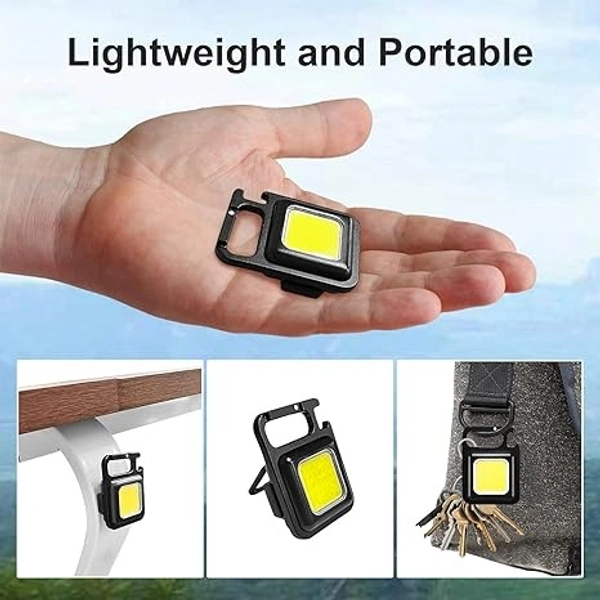 tos  Keychain Flashlight with Bottle Opener, Magnetic Base and Folding Bracket Mini Flashlight 1000 Lumens Rechargeable LED Light Cool White with 4 Modes Multifunctional Pocket Light (Pack of 2) - black