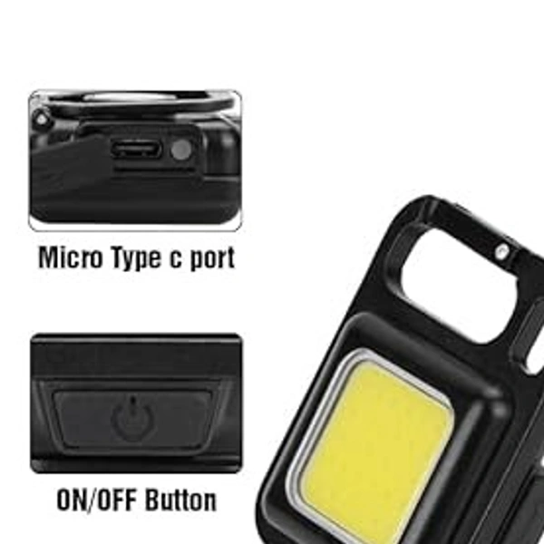 tos  Keychain Flashlight with Bottle Opener, Magnetic Base and Folding Bracket Mini Flashlight 1000 Lumens Rechargeable LED Light Cool White with 4 Modes Multifunctional Pocket Light (Pack of 2) - black