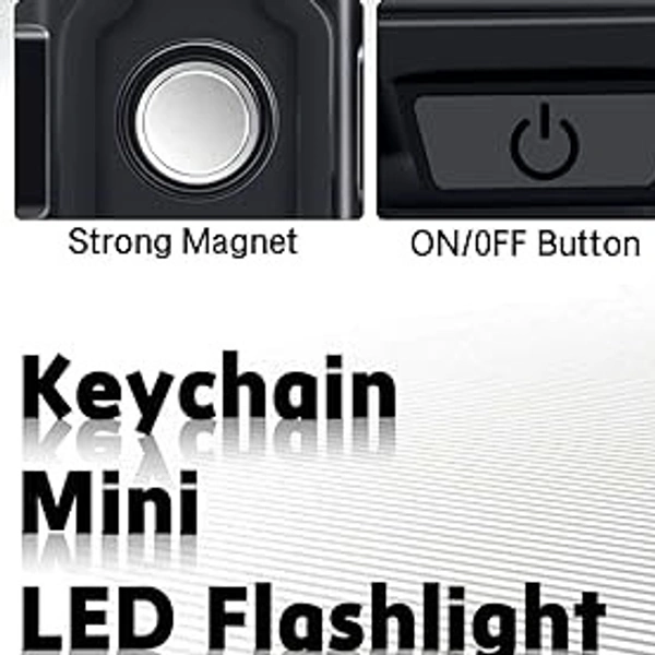 tos  Keychain Flashlight with Bottle Opener, Magnetic Base and Folding Bracket Mini Flashlight 1000 Lumens Rechargeable LED Light Cool White with 4 Modes Multifunctional Pocket Light (Pack of 2) - black