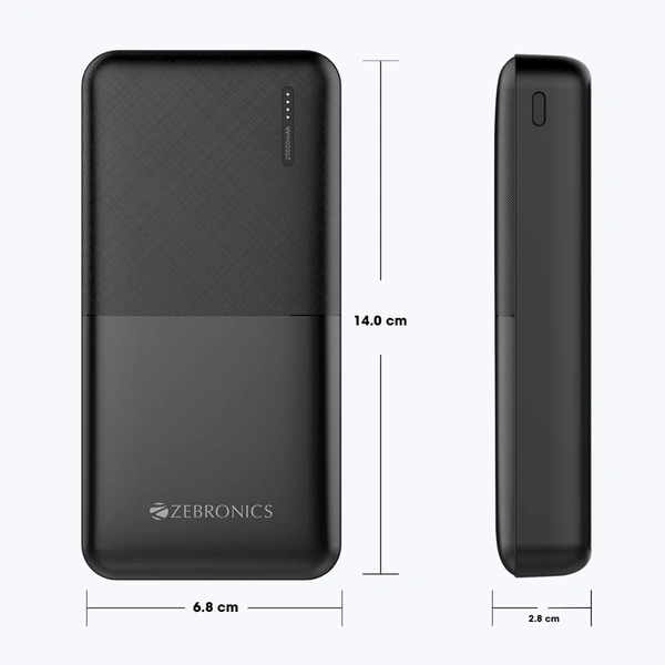 Zebronics  Zeb-MB20000R3  20000 Mah Power Bank  - Zebronics Service Center, Black, 6 Month