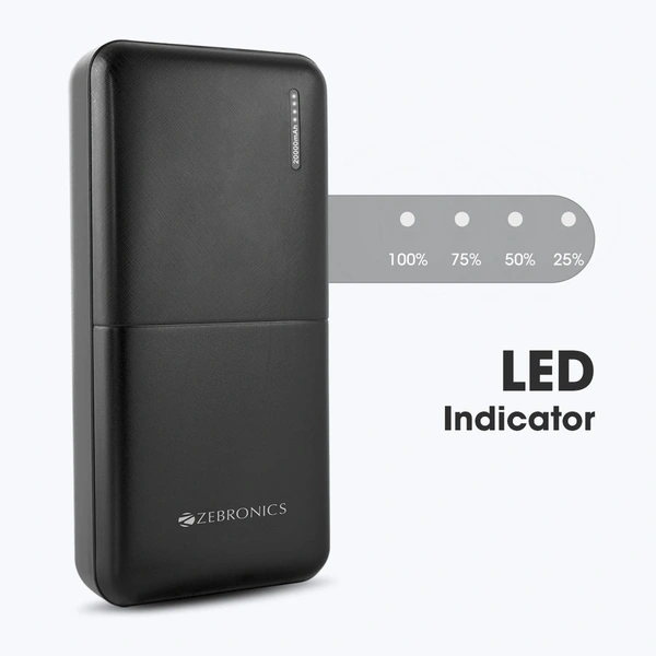 Zebronics  Zeb-MB20000R3  20000 Mah Power Bank  - Zebronics Service Center, Black, 6 Month