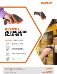 Honey Well  IMPACT by Honeywell IHS320X 2D Barcode Scanner - Compatible with Both Android & iOS | Wired | BIS Approved for Enhanced Efficiency and Accuracy - Visit Near Service Center, Black, 1 Year