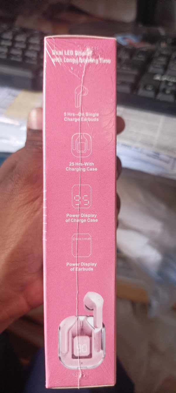 Unbranded  Stylish Earbuds With Charging Display  - Tickle Me Pink