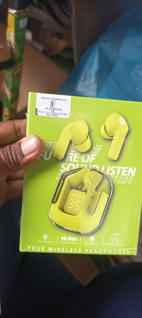 Unbranded  Stylish Earbuds With Charging Display  - Screamin' Green