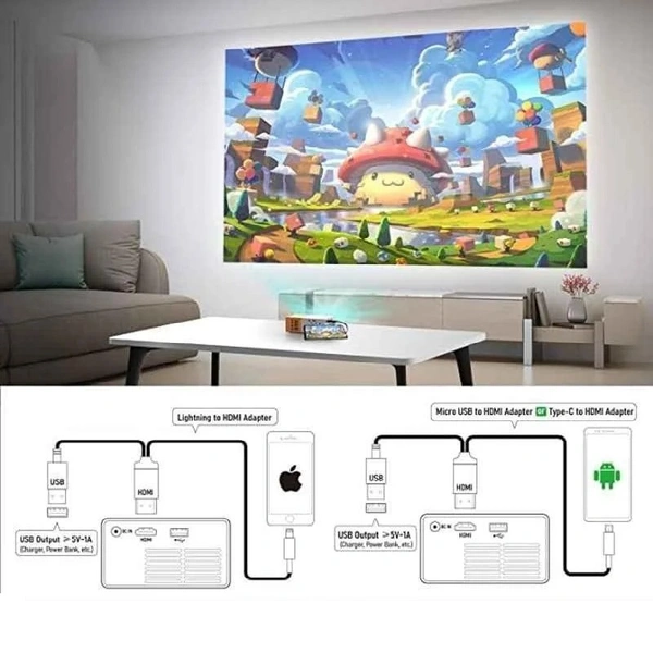 UNBRANDED Portable Mini Home Theater LED Projector  CLARITY UP TO 32 INCH SIZE - Web Orange, NO WARANTY, 9629276744